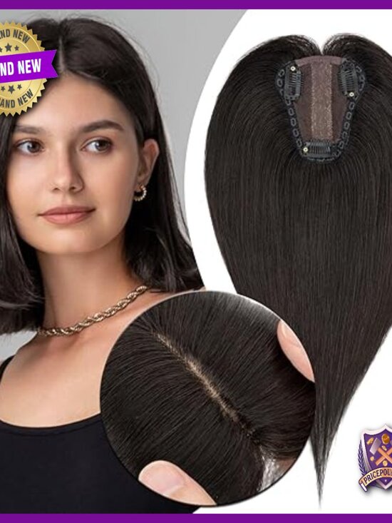 Human Hair Topper 10 Inch Silk Base Lace Clip Thin Hair Piece main image 6